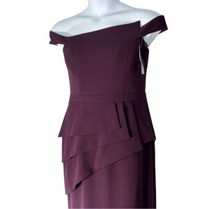 open lace back dress Purple One Shoulder Long Sleeve Maxi Dress With Slit